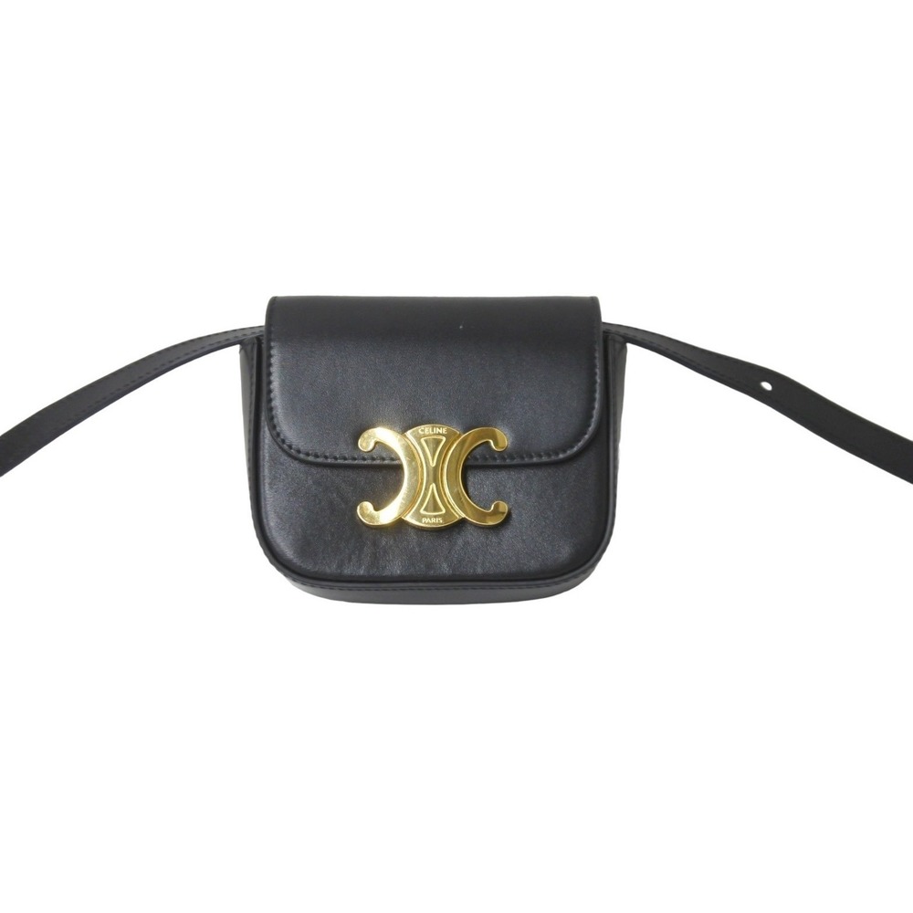 CELINE Claude Shoulder Bag Black Shiny Calfskin - Picture 2 of 9